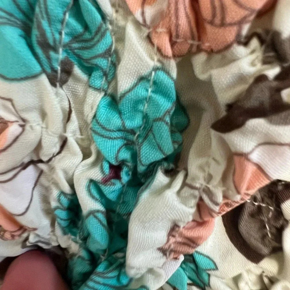 NWT new Anthropologie Dolan printed pebble smocked floral turtleneck large peach - Picture 11 of 16